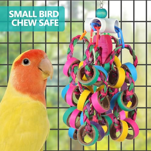 lovyoCoCo Bird Toys Conure Toys,Bird Parrot Foraging Shredder 24 Pcs Colorful Bagel Chewy Rings for Small Parrots Parakeets Conures Cockatiels Love