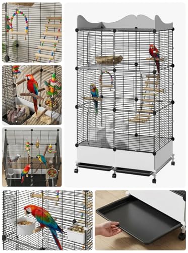 Encrypted Bird Cage Large Bird Cages 57-Inch, Top Storage Space, Bottom Splash Guard with Essential Bird Supplies – Durable & Spacious Aviary