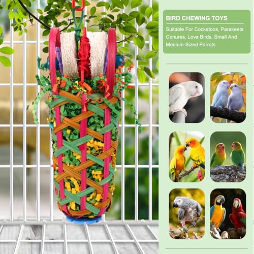 Kyouki Parakeets Toys, 2 PCS Bird Chewing Toys – Perfect for Cockatoos, Conures, Love Birds, Small & Medium Parrots, Fun Foraging & Tearing Bird Cage