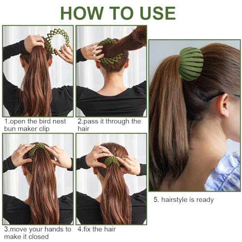 Bird Nest Magic Hair Clip - Expandable Hair Bun Maker Hair Accessories for Women Ponytail Holder Hair Bun Clip for Thin Thick Fine Curly Hair