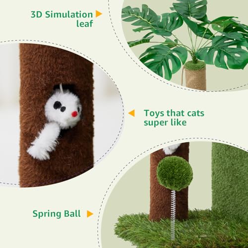 Woochpet 37" Cat Tree Tower for Indoor Cats，2-in-1 Multi-Functional Comfort with Premium Sisal Scratching Post, Cat Cando with Mouse Hole and Plush