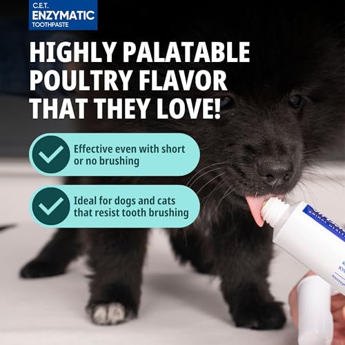 Virbac C.E.T.® Oral Hygiene Kit for Dogs | Poultry-flavor Toothpaste | Fingerbrush and Pet Toothbrush