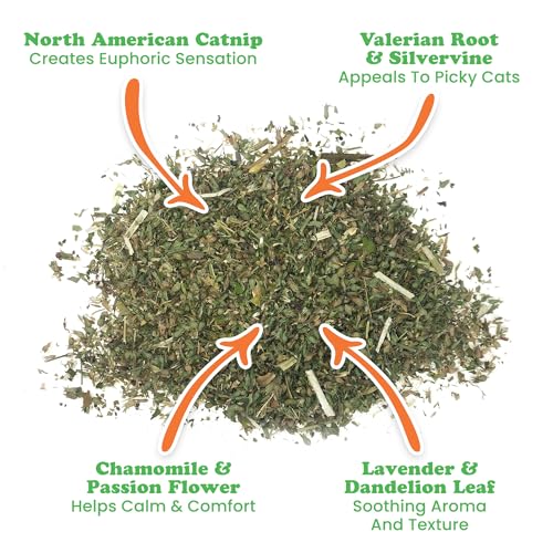 Meowijuana Catnibas Catnip Pawty Mix Jar | Premium Cat Nip for Cats with Silvervine, Passion Flower, Chamomile, Dandelion & Valerian Root | High