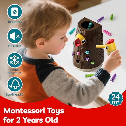 TOP BRIGHT Montessori Toys for 2 Year Old - Magnetic Bird Feeding Games for 2 Year Olds, Learning Toys for Toddlers 2-4 Years, Fine Motor Skills Toy