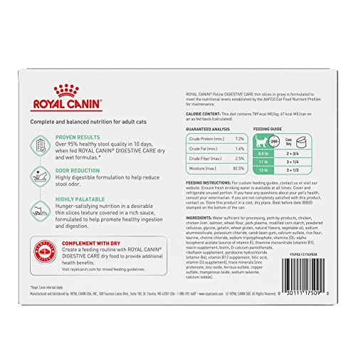 Royal Canin Feline Care Nutrition Digestive Care Adult Thin Slices in Gravy Cat Food, 3 oz (Pack of 12)