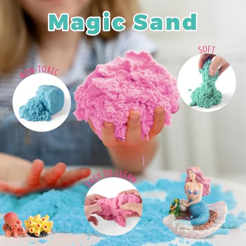 JOYEEMAX Mermaid Light-Up Terrarium Kit for Kids - LED Night Light Birthday Gift for Girls Ages 4 5 6 7 8-12 Year Old - Mermaid Toys for Girls - DIY