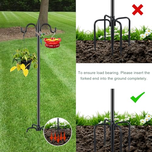 Gtongoko Double Shepherds Hook for Outdoor, 2 Pack 92 Inch Heavy Duty Bird Feeder Pole 3/4 Inch Thick Garden Hooks for Hanging Hummingbird Feeder
