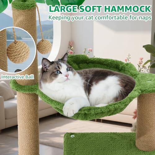Woochpet 37" Cat Tree Tower for Indoor Cats，2-in-1 Multi-Functional Comfort with Premium Sisal Scratching Post, Cat Cando with Mouse Hole and Plush