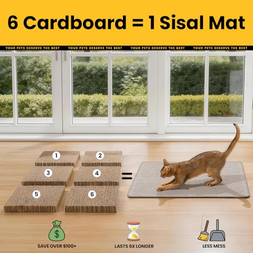 Conlun Cat Scratcher Mat,Natural Sisal Cat Scratch Pad,Horizontal Floor Cat Scratching Pads Rug for Indoor Cats Grinding Claws Nails,Cat Furniture