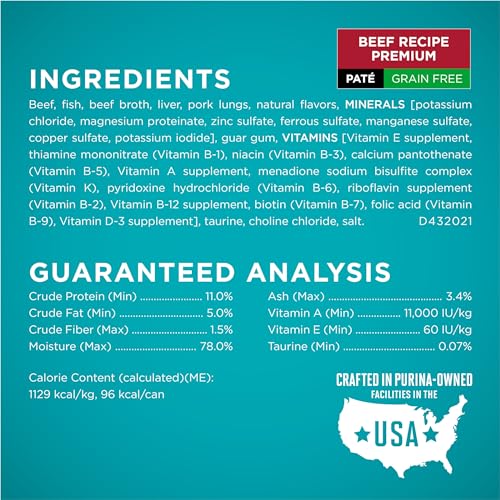 Purina ONE Grain Free, Natural Pate Wet Cat Food Variety Pack, Beef, Chicken and Ocean Whitefish Recipes - (2 Packs of 12) 3 oz. Pull-Top Cans