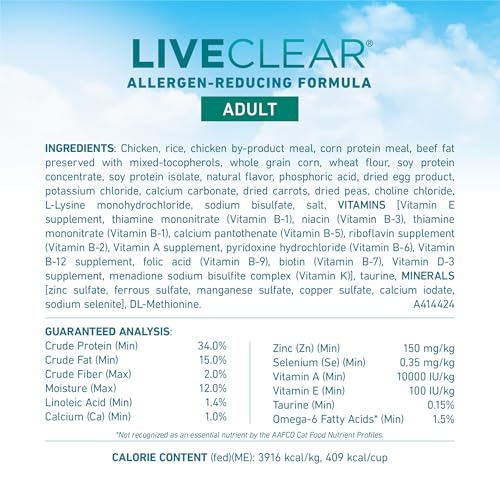 Purina ONE LiveClear Allergen-Reducing Cat Food Dry Formula with Real Chicken As The Number One Ingredient - 6.3 lb. Bag