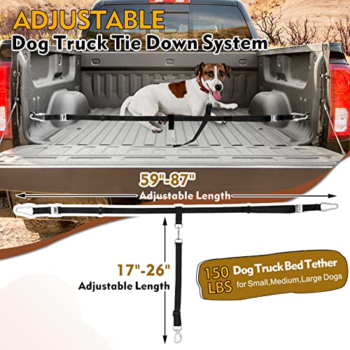 Heavy Duty Dog Leash System - Truck Bed Barrier & Pick-Up Restraint Lead for Dogs Up to 150lbs