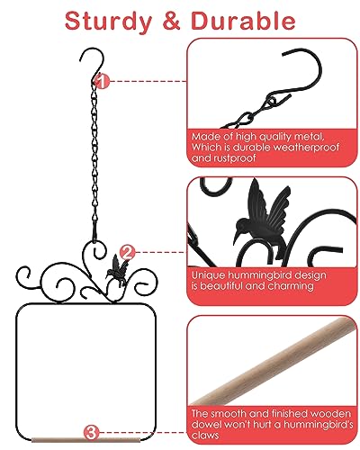 PACETAP Hummingbird Swings and Perches Metal Frame 2 Pack, Wild Bird Swing Outdoor Bird Perch with Wooden Dowel and 2 Hanging Chain for Hanging