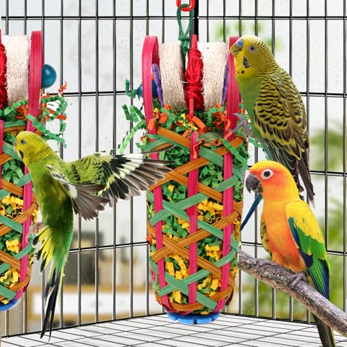 Kyouki Parakeets Toys, 2 PCS Bird Chewing Toys – Perfect for Cockatoos, Conures, Love Birds, Small & Medium Parrots, Fun Foraging & Tearing Bird Cage