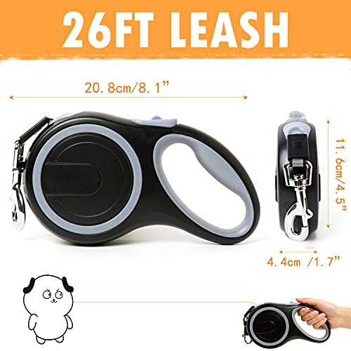26Ft Retractable Dog Leash, Heavy Duty Great Leash for Dog up to 110 lbs, Anti-Slip Rubberized Handle, One-Handed Brake, Strong Nylon Tape, Tangle