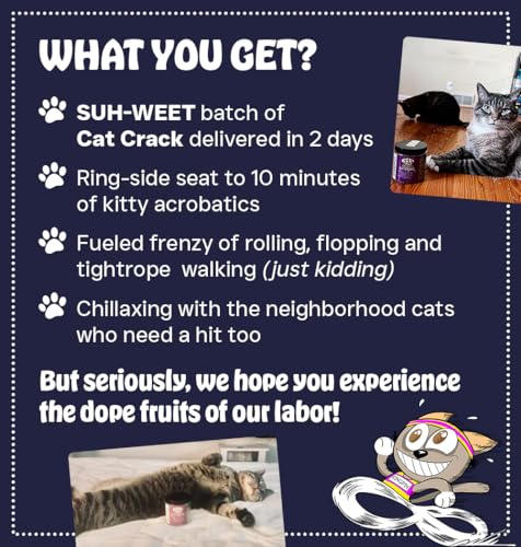 Cat Crack Catnip, Zoomie-Inducing Cat Nip Blend, North American Made & 100% Natural, Safe & Non-Addictive Catnip Treats Used to Supplement Cat Nip