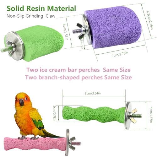 4PCS Bird Beak Grinding Stone,Cage Accessories for Parakeets,Bird Parrot Cage Perch, Stand Platform Foot Claws Trimmer Chewing Toys for Budgies