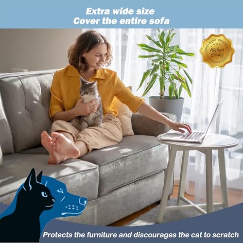 12 Pack Cat Scratch Furniture Protector Anti-Scratch Deterrent Tapes Premium Cat Couch Protector with Strong Stickiness No-Residue for Couch Doors