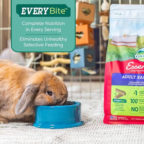 Oxbow Essentials Rabbit Food, Adult, Made with Oxbow Timothy Hay for Rabbit, Pet Pellets with Vitamins & Minerals, Small Animal Pet Products, Bunny