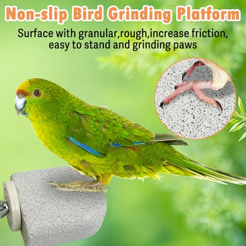 PINVNBY 4 PCS Bird Perch Stands Parrot Calcium Perch Beak Grinding Stone Foot Claws Trimmer Parakeet Platform Parrot Chewing Toys for Small Medium
