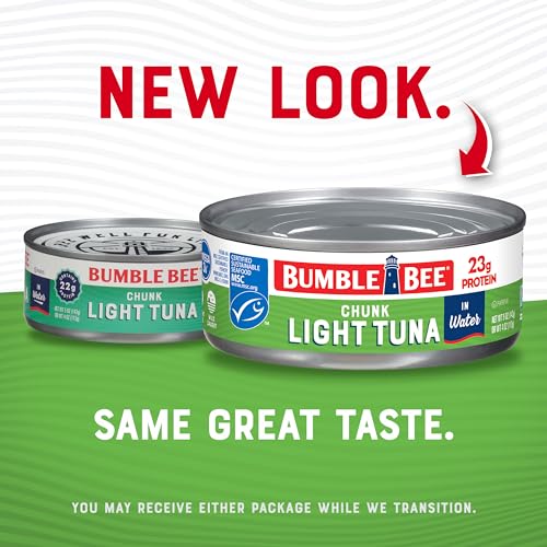Bumble Bee Chunk Light Tuna In Water, 5 oz Cans (Pack of 24) - Wild Caught Skipjack Tuna - 23g Protein Per Serving - MSC Certified Sustainable