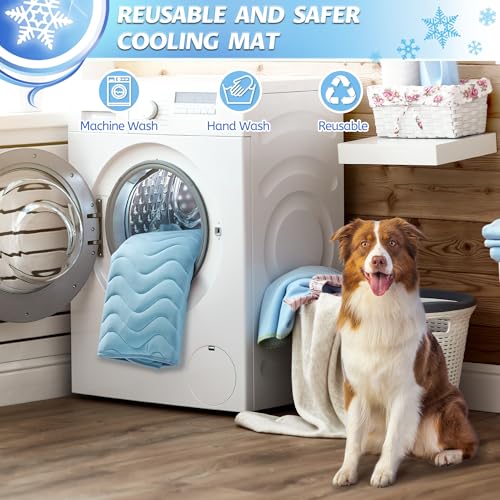 Dog Cooling Mat for Large Dogs, 40"x28" Breathable Self Cooling Crate Mat for Dogs & Cats, Portable Washable Pet Cooling Pad for Kennel, Sofa, Bed