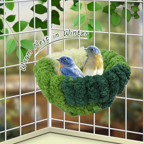 Bird Nest for Cage,Plush Hanging Bird Bed for Parakeet,Breeding Bird House for Conure,Budgie,Cockatiel,Lovebird,Canary,Finch,Hamster,Small Pets,Warm