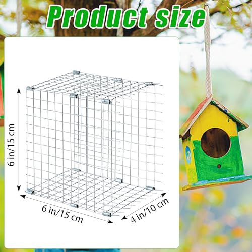 2 Pcs Bluebird House Predator Guards, Stainless Steel Wire Mesh, Silver, 4 x 6 x 6 inches, Protects Eastern Bluebird and Babies