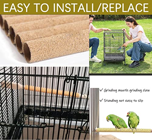 20Pcs Sand Perch Covers for Bird - Bird Perchs Covers 7.5" Long x 3/8" Diameter Bird perches for Parakeets, Lovebirds, Parrotlets, Canaries and Other