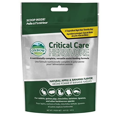 Oxbow Critical Care Herbivore, Emergency Guinea Pig Food, Rabbit Food for Recovery, Natural Apple Banana Flavor, Critical Care for Guinea Pig