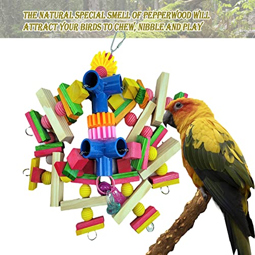 Parrot Toys for African Grey Parrots, Cockatoos, Small Macaws,  Parrots Small and Medium Birds Natural Wooden Safe and Durable Chew Toys and Bird