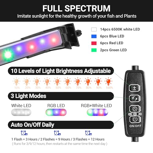 3.5 Gallon Betta Fish Tank, All in One Aquarium Starter Kits with Back Filter, Adjustable Pump, 25W Heater, LED Thermometer, LED Light with Timer