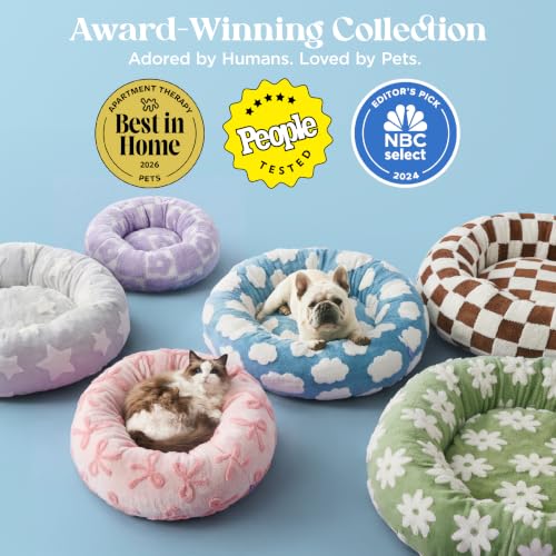 LE SURE Shown on TV Donut Dog Bed Medium Size Dog - Round Cat Beds Indoor as Bed Gift for Calming with Washable Cover, Cute Home Decor Bed with