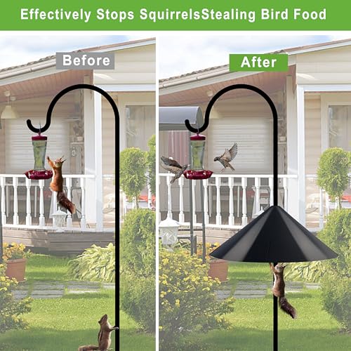Squirrel Baffle for Bird Feeder Pole - 19 Inch for Shepherd’s Hook, Squirrel Proof Cone (1 Pack, Black)