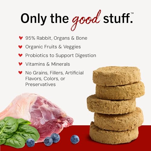 Stella & Chewy's Freeze-Dried Raw Dinner Patties - Absolutely Rabbit Recipe - High Protein Grain-Free Puppy & Dog Food - Perfect For Picky Eaters