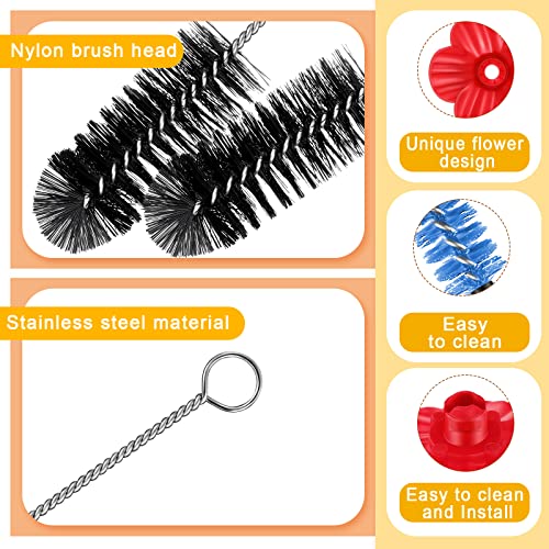 38 Pcs 3 Size Hummingbird Feeder Cleaning Brush Mini Nylon Tube Brush with 16 Flowers Bird Replacement Parts Double Headed Brushes for Bottle Feeding