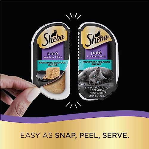 Sheba Perfect Portions Wet Cat Food Pate with Sustainable Salmon, Signature Seafood Entree, and Tender White Fish and Tuna Entree Variety Pack, 2.6