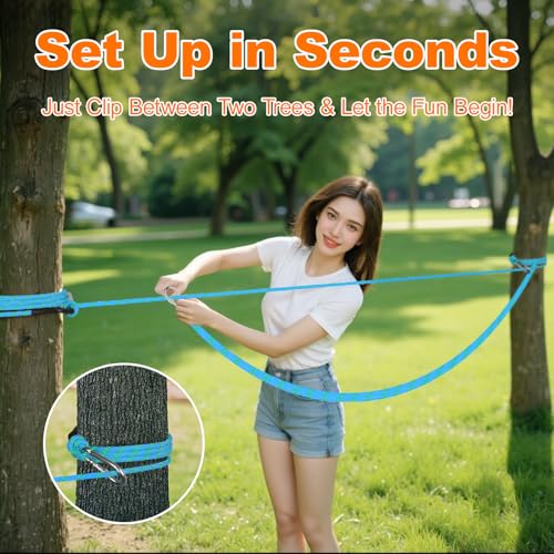 50ft Dog Tie Out Cable, Dog Leash, Long Leash for Dogs Outside, Lead for Camping, Tether for Yard, Line (Blue)
