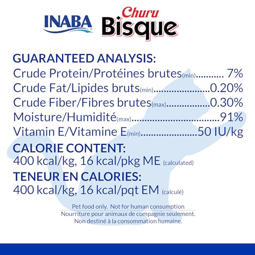 INABA Churu Bisque for Cats, Creamy Lickable Purée Side Dish with Vitamin E, 1.4 Ounces per Pouch, 12 Pouches, Chicken Recipe