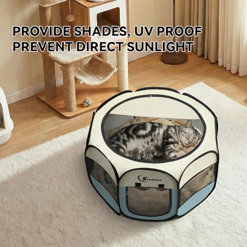Siedihit Dog Cat Playpen, Puppy Pet Playpen Indoor for Small Dog Crate Tent Cage Outdoor, Portable Pop Up Dogs Enclosure Kennel with Carrying Case