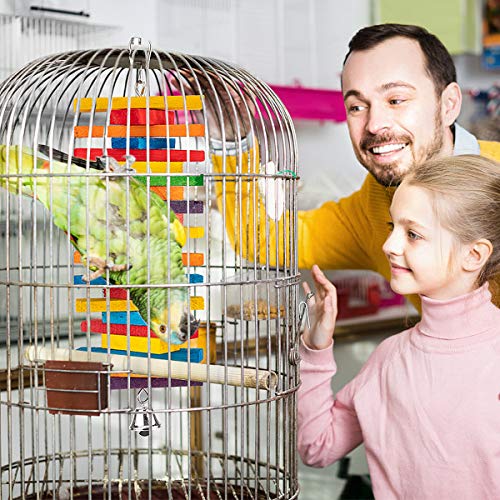 MEWTOGO 2Pcs Bird Toys - Parrot Toys with Multicolored Natural Wooden Blocks, Bird Chewing Sticks Toys for Conures Parakeets Cockatiels Lovebirds