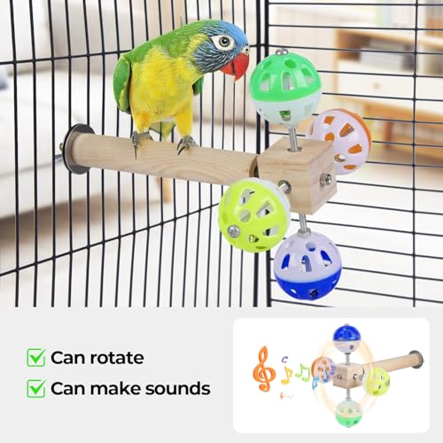 Bird Stand Perch Toy with Rotating Balls, Bird Toys for Parakeets, Ideal for Parakeets, Cockatiels & Lovebirds (NOT for Too Small BIRDCAGES - Avoid