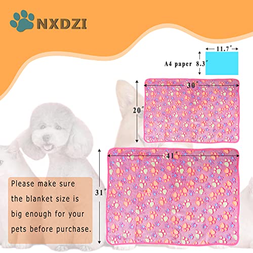 Dog Blankets for Medium Large Dogs, 3 Pack Dog Blanket Washable 41" x 31", Fuzzy Soft Pet Mat Throw Cover for Kennel Crate Bed, Cute Paw Pattern, Cat