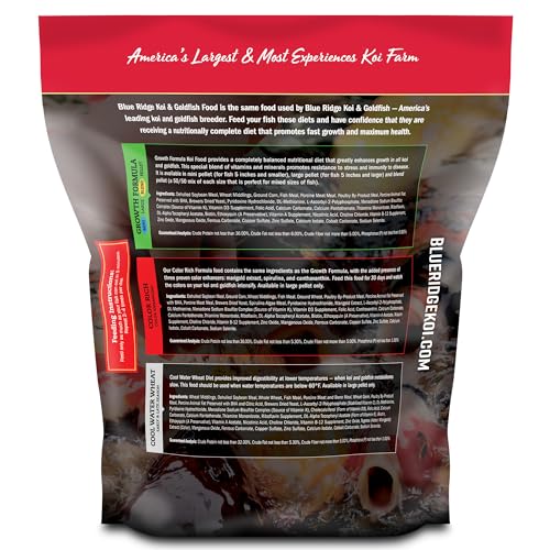 Blue Ridge Koi Fish Food 5lb - Koi Food Mini Growth Formula, Goldfish Food, Premium Fish Food for Ponds, Ponds Fish Food, Floating Pond Pellets