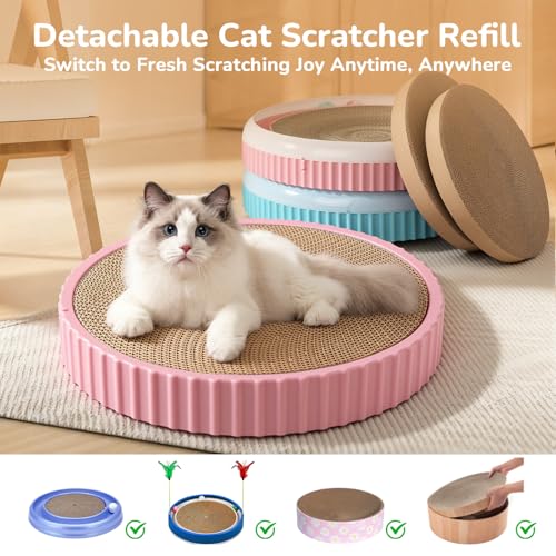 6pcs Cat Scratch Pad, Cat Scratcher Cardboard & Cat Scratching Pads - Round Cat Scratcher Refill, 10 Inch Diameter 7/8 Inch Thick cat scratchers for