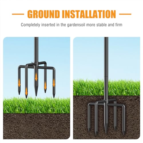 Relx Bird Feeder Pole - Adjustable Double Shepherds Hooks for Bird Feeder with 5 Prong Base - 76 Inch Heavy Duty Shepherds Hooks for Outdoor,Hanging