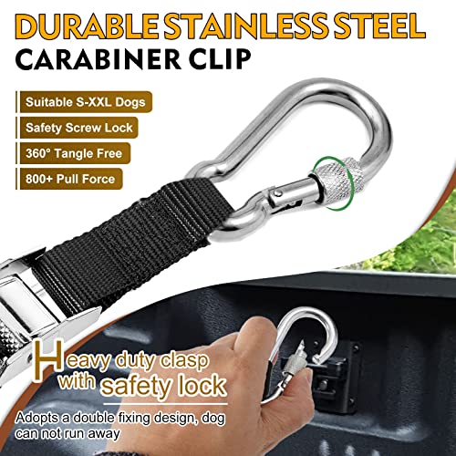 Heavy Duty Dog Leash System - Truck Bed Barrier & Pick-Up Restraint Lead for Dogs Up to 150lbs