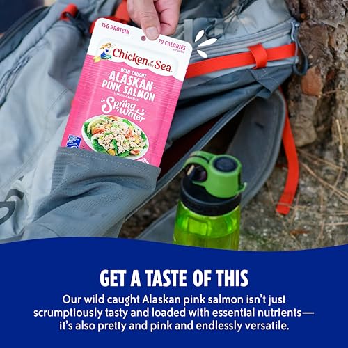 Chicken of the Sea Alaskan Pink Salmon in Spring Water, 2.5 Ounce Packets (Box of 12), Wild Caught, Skinless & Boneless