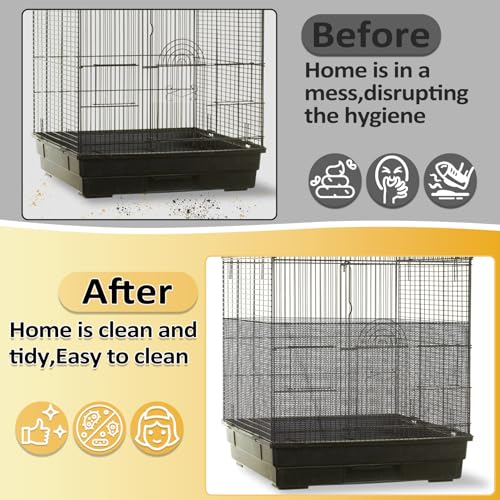 2Pcs Bird Cage Seed Catcher - Black White Bird Cage Cover, Birds Cages Netting Skirt Birds Cages Seed Catcher Guard for Parrot Parakeet Enclosures