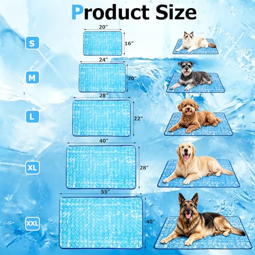 Dog Cooling Mat, Large Cooling Pad for Dogs Cats, Portable Self Cooling Dog Bed Cooling Blanket, 40" x 28" Washable Summer Pet Mat, Indoor Outdoor